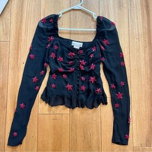 ⚡️RARE⚡️Rococo Sand Long Sleeve Star Embellished Blouse